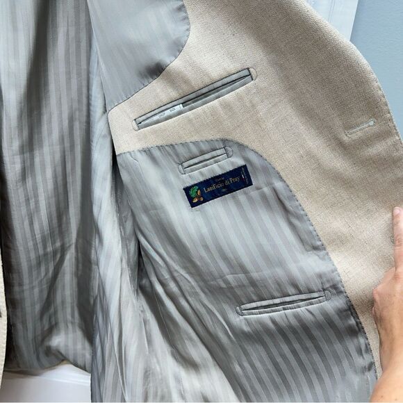 Baroni wool silk blend cream tan suit coat blazer jacket men's 52R Piattelli - Picture 7 of 10